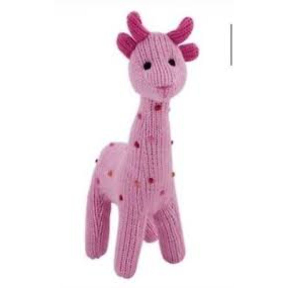 3/$20 Rich Frog Squeaky Giraffe Knit Pink Plush